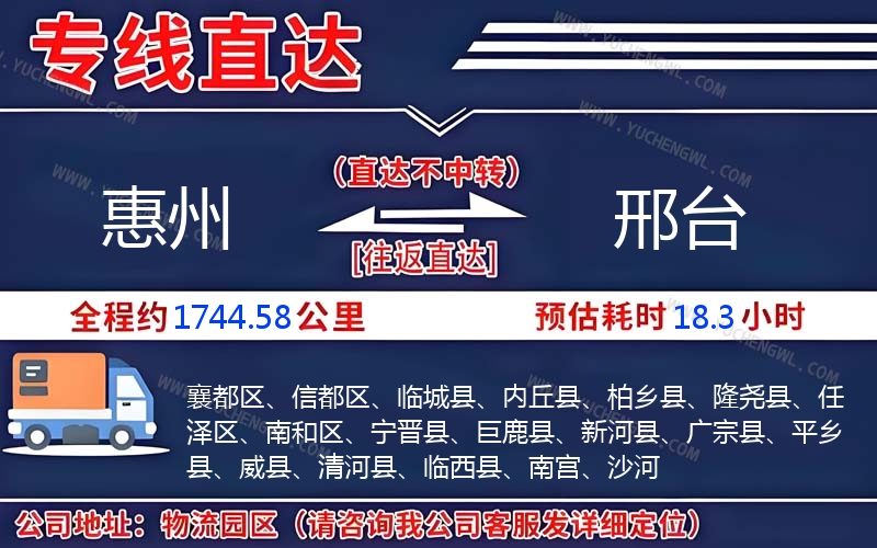 惠州到邢臺物流公司