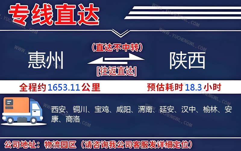 惠州到陜西物流公司