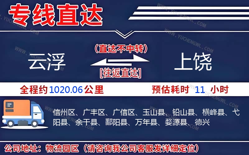 云浮到上饒物流公司