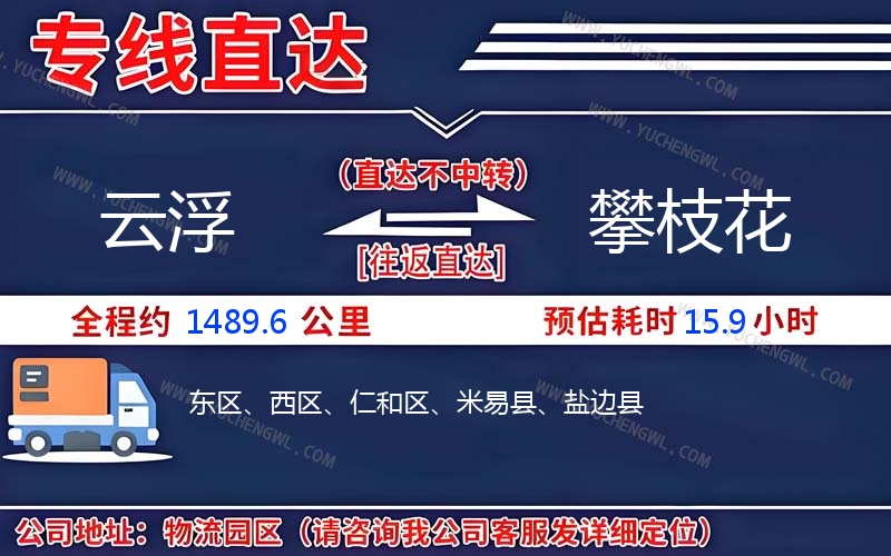 云浮到攀枝花物流公司
