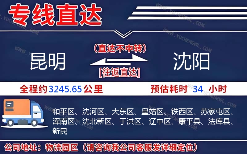 昆明到沈陽物流公司