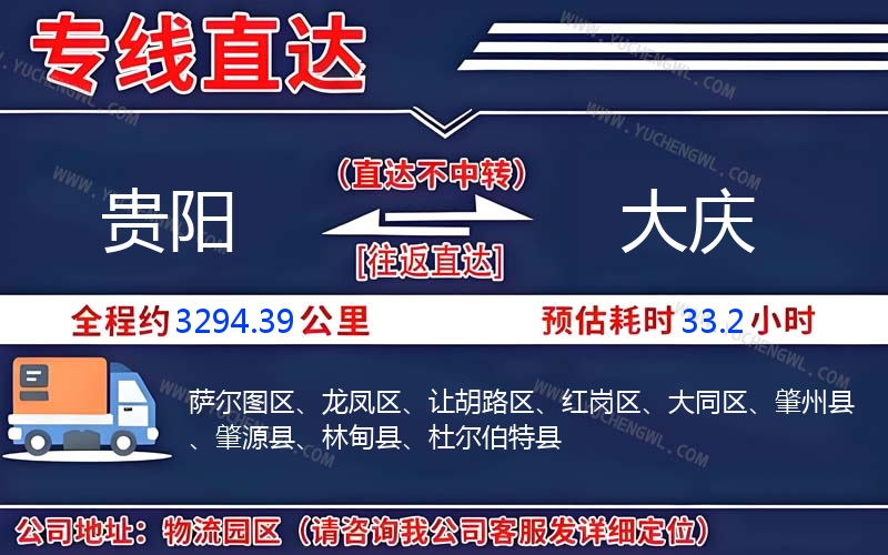 貴陽到大慶物流公司