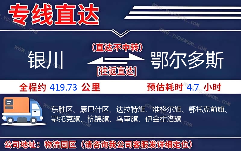 銀川到鄂爾多斯物流公司