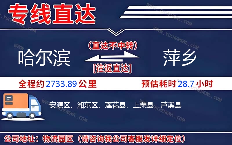 哈爾濱到萍鄉(xiāng)物流公司