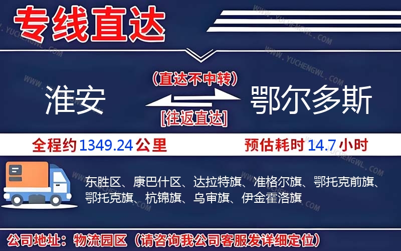 淮安到鄂爾多斯物流公司