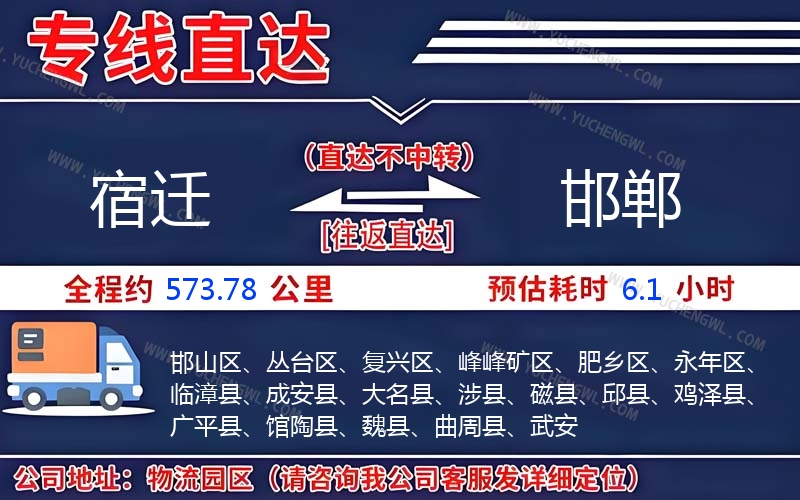 宿遷到邯鄲物流公司