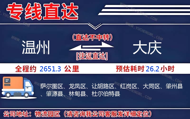 溫州到大慶物流公司