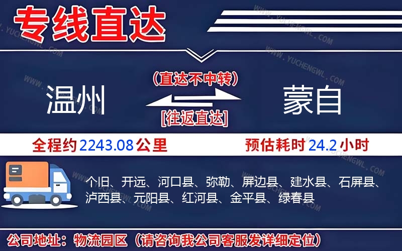 溫州到蒙自物流公司