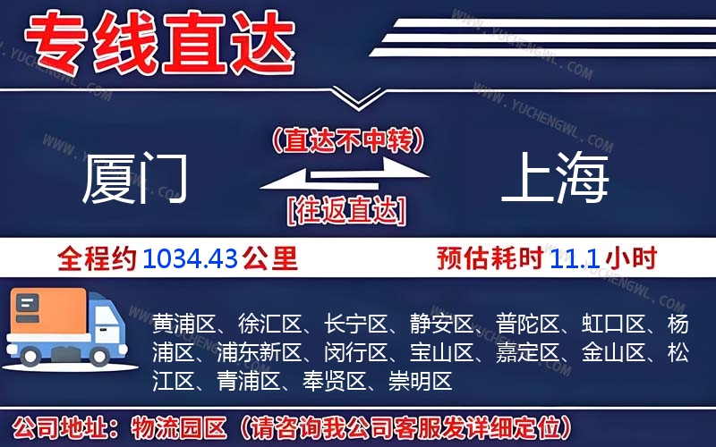 廈門到上海物流公司