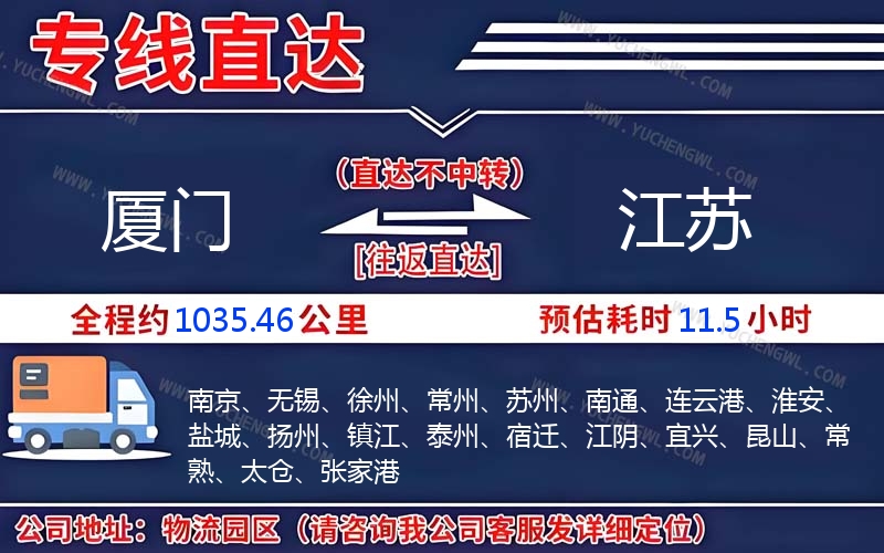 廈門到江蘇物流公司