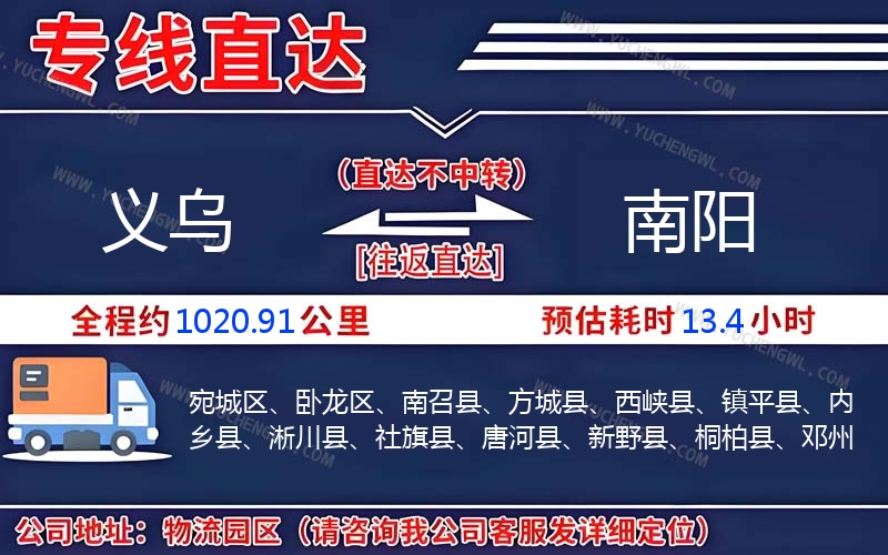 義烏到南陽物流公司